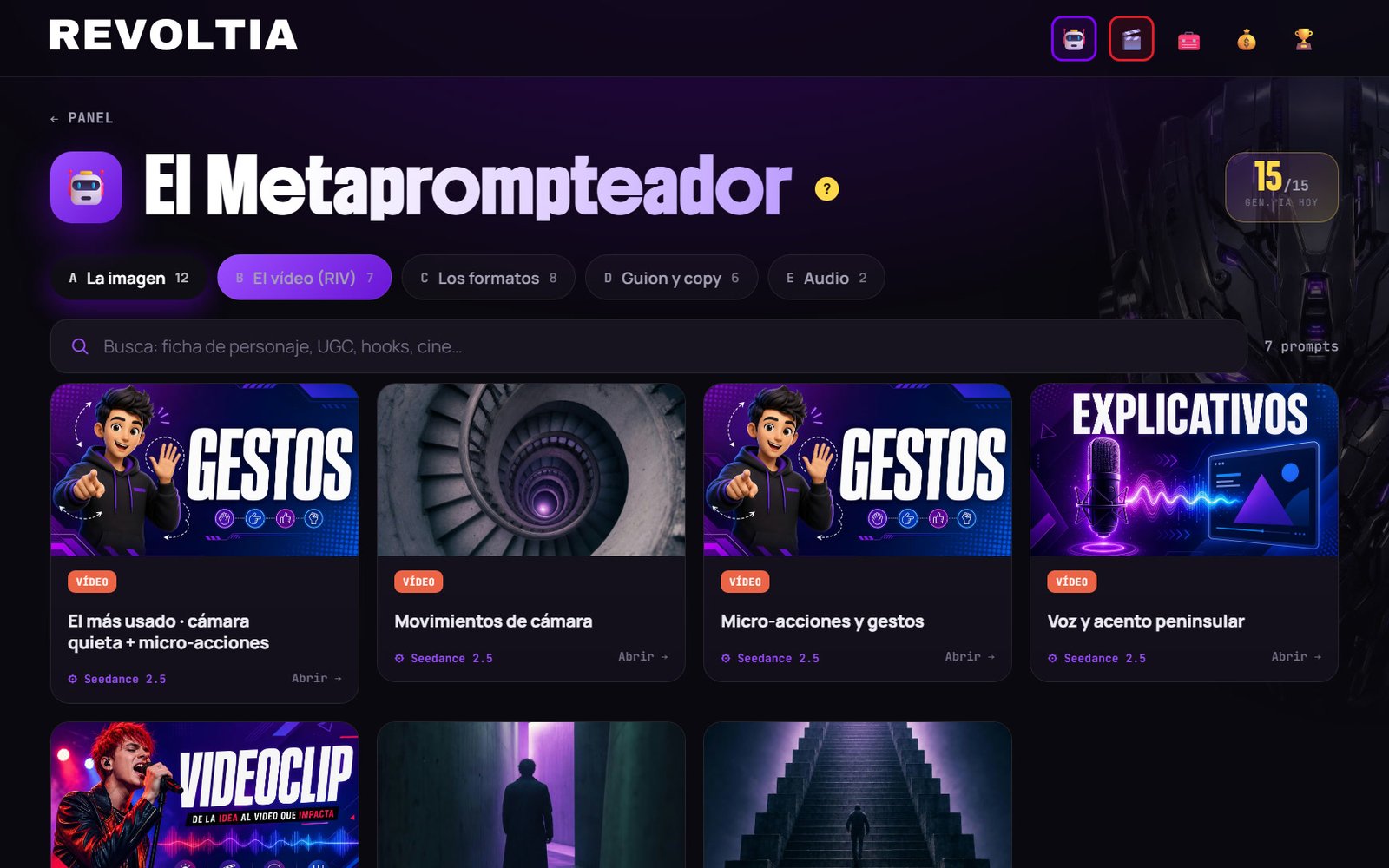 El Metaprompteador de Revoltia, pestaña El vídeo (RIV)